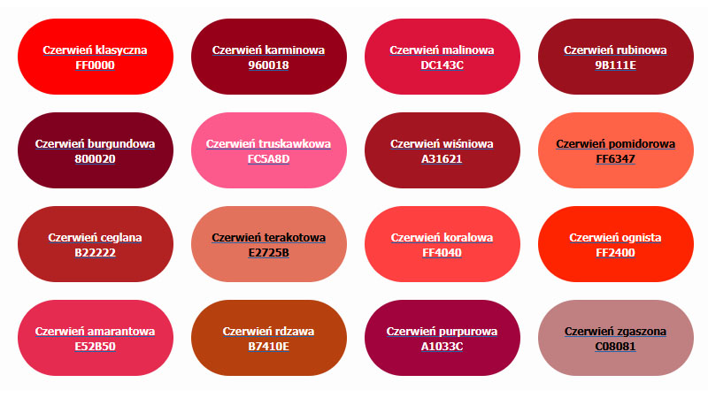 Odcienie czerwieni