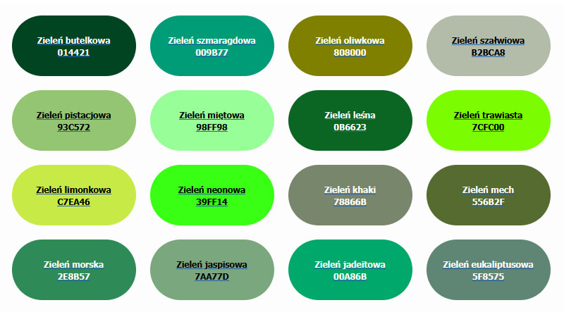Odcienie zieleni